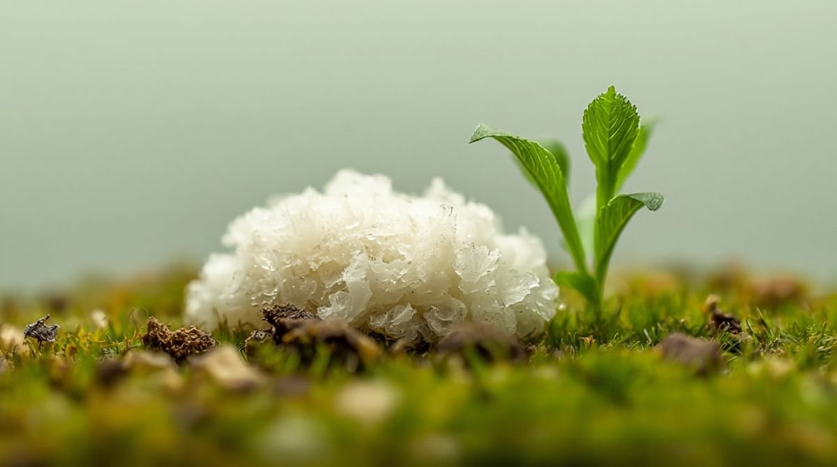 White fuzzy mould on damp propagation moss beside a healthy cutting