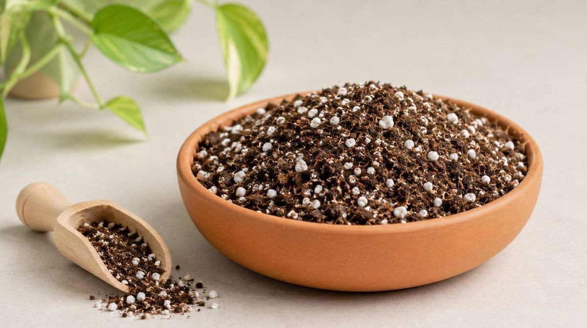 A bowl of light airy propagation mix with visible perlite