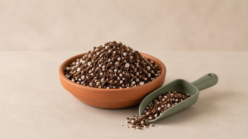 A bowl of airy propagation soil mix with perlite